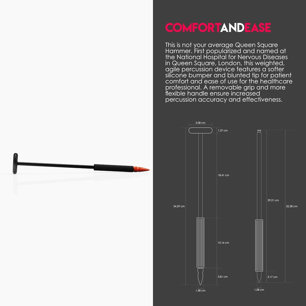 MDF Instruments MDF545-11 Queen Square Neurological Reflex Hammer with Pointed Tip for Superficial Responses (Black)