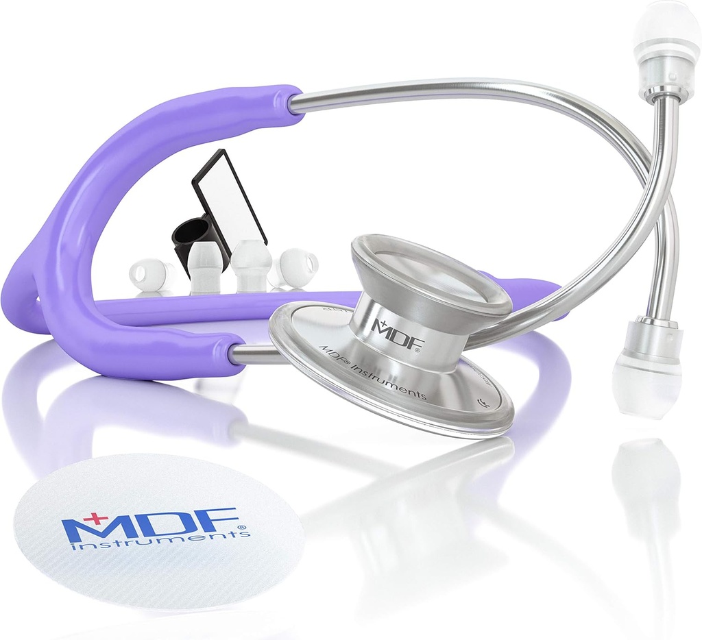 Acoustica Lightweight Stethoscope for Doctors, Nurses, Students, Home Health Use, Adult, Dual Head, Black Tube, Black Chestpiece-Headset, MDF747XP